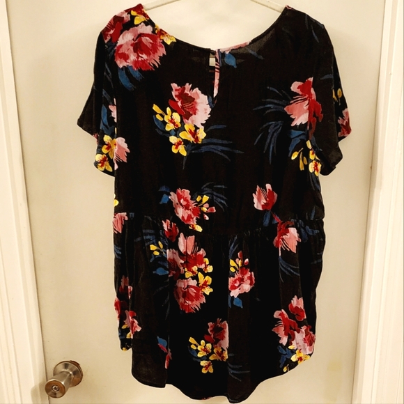 💚VINTAGE TORRID TOP - FLORAL KEYHOLE BABYDOLL BLOUSE PLUS SIZE - GENTLY USED 1X - Picture 4 of 6